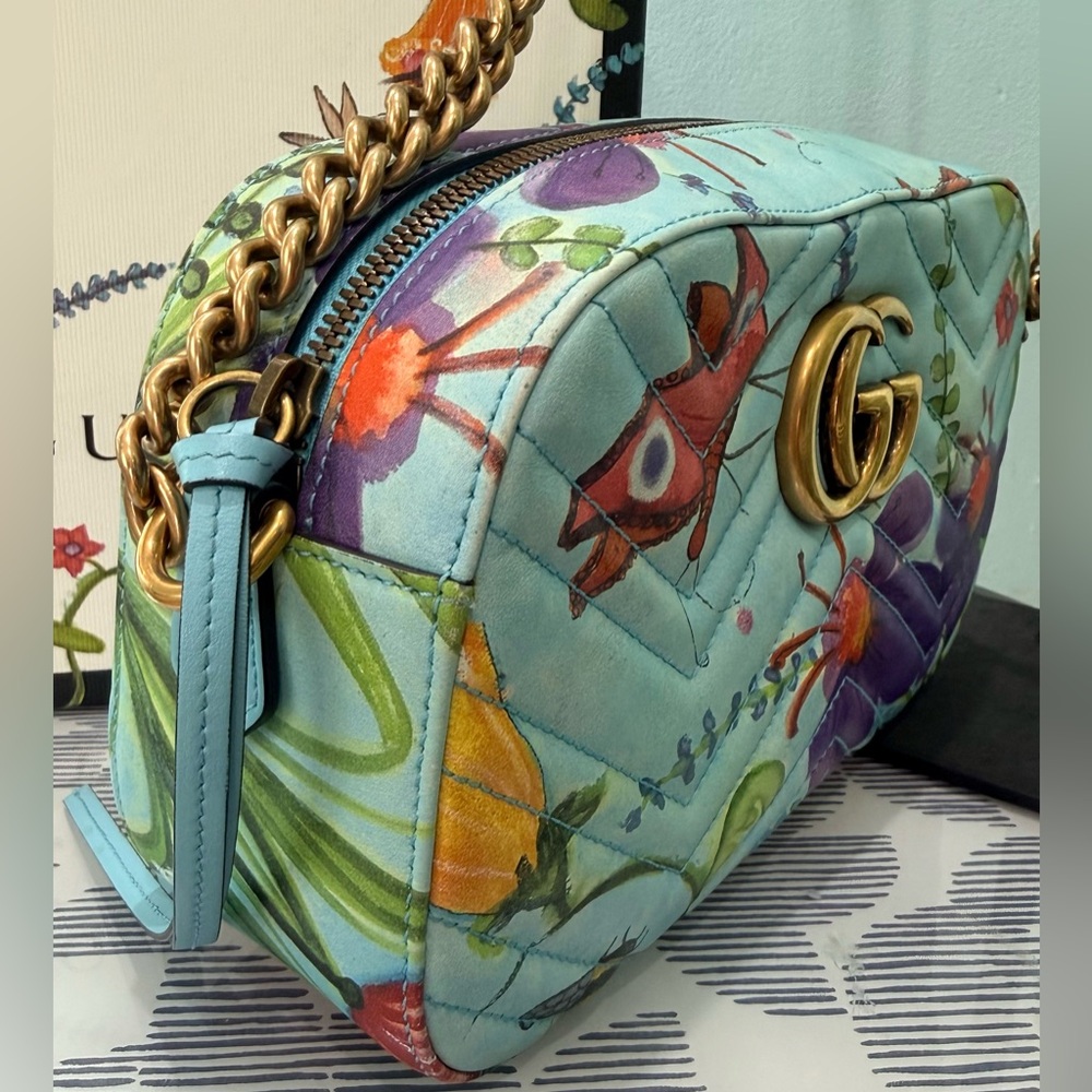 Gucci x Unskilled Worker GG Marmont Matelasse Calfskin Flora Crossbody - Picture 5 of 15